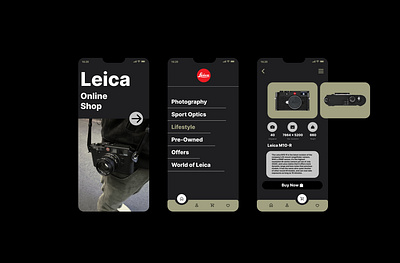 Prototype online shop project Leica. 35mm analog app design iphone leica minimalism mobile mobileui mobileux phone photography productdesign ui uimobile uiux ux uxmobile uxui