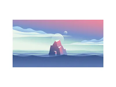 Crystal crystal illustration landscape ocean sea vectorii