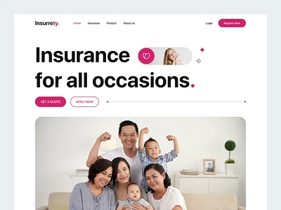 Insurrety - Insurance Landing Page animation child insurance clean family insurance financial financial insurace fintech health health insurance healthcare insurance insurtech landing page layout life insurace minimalist motion web web design website