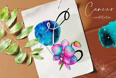 Cancer Zodiac astrology cancer zodiac constellations design illustration orchid space art watercolor watercolor flowers zodiac sign