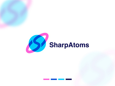 SharpAtoms Logo design abstract logo app app logo atom atoms brand identity branding code design dynamic education events illustration letter s logo modern logo overlapping logo s logo sharp triangle