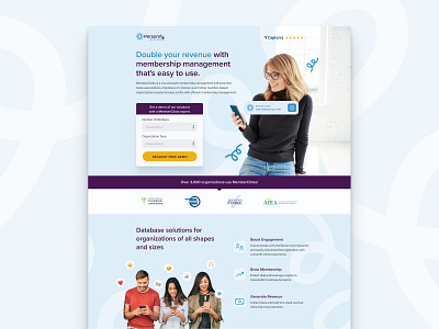 👩🏽‍🤝‍👩🏻 Membership Management Software – SaaS Landing Page landing page lead gen playful saas software ui web