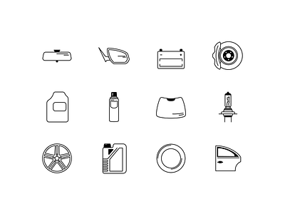 Update autoparts accumulator auto body brakes car figma icon pack icon set iconography icons mirror oil outline parts tyres wheels