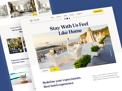 Pearl - Hotel Booking Landing Page accomodation design holiday homepage homestay hotel hotel booking landing page luxary minimal resort room booking travel travel agency travelling ui vacation web web design website