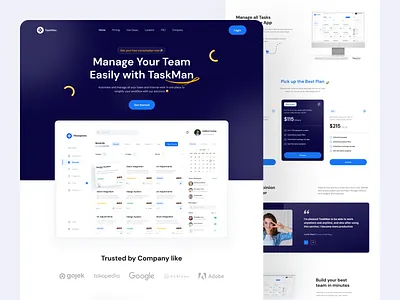 TaskMan - Task Management Landing Page branding clean clean website dashboard exploration home page landing page manager managment minimal minimalis payments project management task task managment ui uidesign ux website website dsign