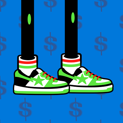BAPE SHOES ILLUSTRATION art bape blue bounce cartoon clean designer fun graphic design grind illustration illustrator money shoes shot vector