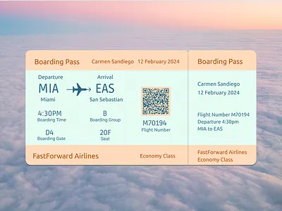 Daily UI 024 - Boarding Pass clouds dailyui design figma pink travel ui