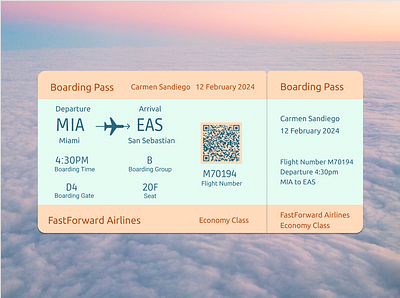 Daily UI 024 - Boarding Pass clouds dailyui design figma pink travel ui