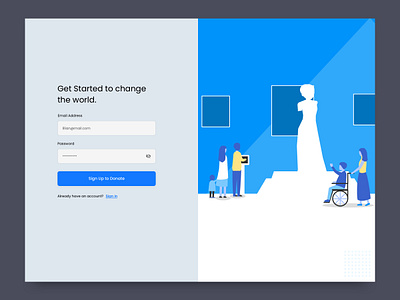 Sign Up to Donate Screen illustration ui