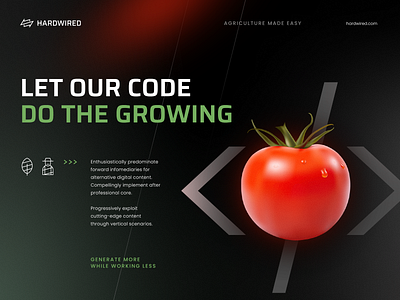 Agricultural automation - Hardwired agriculture ai automation branding code dark design farming futurist graphic design hardwired icosaedru key visual minimalist robotics sleek smart farming tomato visual branding visual communication