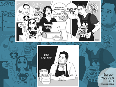 Burger Chan 2.0 Mural Illustrations custom illustration design digital illustration houston houtx illustration katsola mural portraits vector art
