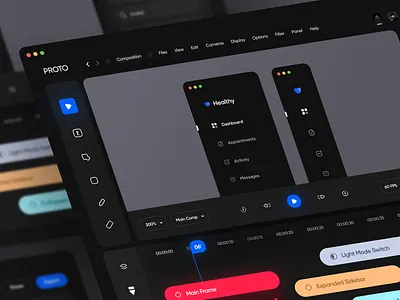 Proto :: Interaction Design App after effects app blue clean dark design interaction interface minimal motion prototype ui ux web