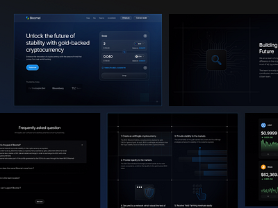 Bloomel Website - Cryptocurrency branding clean cryptocurrency dark mode landing page logo tech ui web design website design yield farming