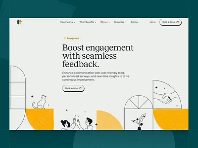 Employee engagement page. animation clean design human resources light design scroll design significa ui ux web design website website design