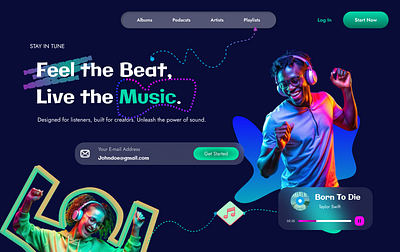 Hero Section for a Music Platform - 🎵 Fresh Design Drop! 🎵 app dark mode design hero section ligh mode motion design motion graphics music app music ui ui web design