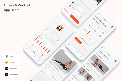 Fitness & Workout App UI Kit activity analytics app chart design fitness report sport tracker ui ui design ui kit ux workout