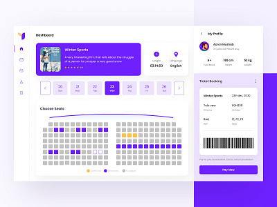 Movie Ticket Dashboard UI book booking buy dashboard design download kit movie product ticket ui website