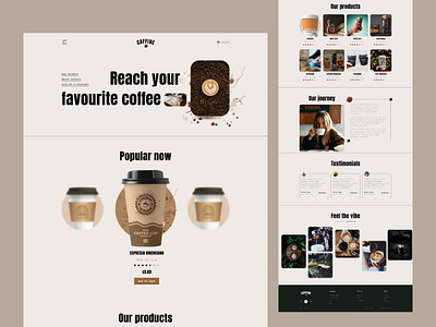 CAFFINE - Coffee Shop website cafe coffee coffeeshop drinks e commerce espresso landing page mockup starbucks tea teamuininja ui web design website design