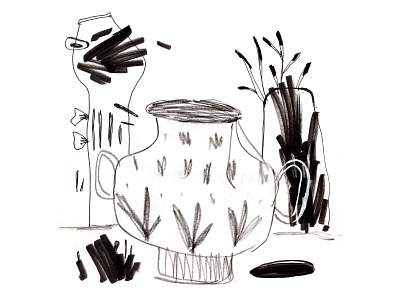 Take only what you need abstract art black and white design drawing illustration ink inkining landscape pen pencil pots sketch sketchbook