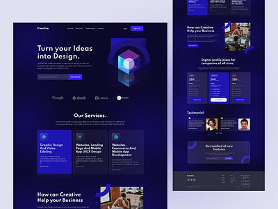 Digital Agency Landing Page agency banner design clean dark mood design design agency digital agency graphic design home page landing page marketing minimal teamuininja ui uiux