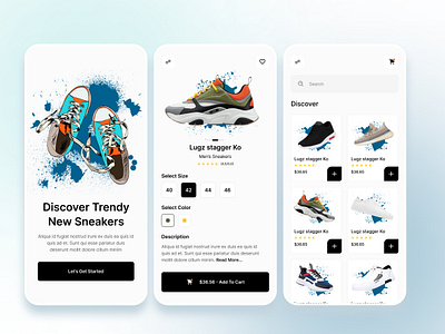 Sneakers App adidas app design clean ecommerce footwear graphic design illustration minimal nike running nike shoe shoes app shopify sneakers teamuininja ui uiux