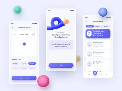 Doctor Appointment - Medical Mobile App UI 3d android app appointment booking confirmation app screen consultation design doctor appointment health healthcare ios medical medicate meeting mobile app schedule success app ui ux