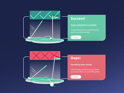 POP UP notification artdirection design flag game golf graphic design green illustration illustration art notification oops! pop red success