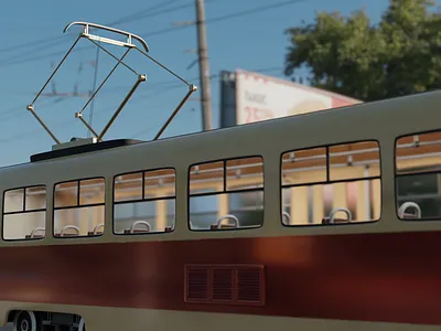 «Trams» App Icon — Render 3d app icon blender logo trams transport