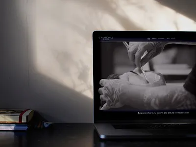 Churchill Barbers branding design logo website