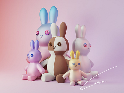 A bunch of rabbits 3d blender