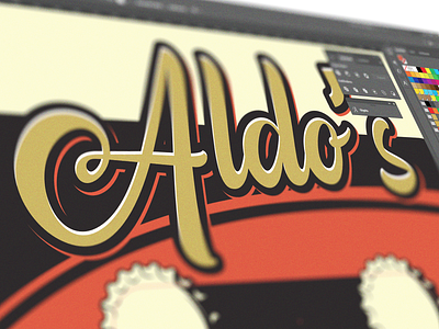 Aldo's Retro Pub - WIP badge beer branding brewery design drink emblem graphic design illustration lettering logo logo design logotype portfolio proposal pub retro typography vector vintage