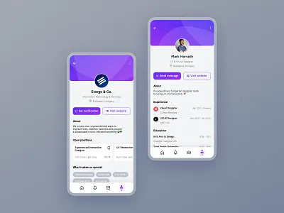 Profiles app app design education experience jobs opening profile skills ui ui desig uxui webdesign