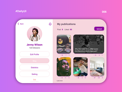 Daily UI #006 - User Profile app dailyui dailyuichallenge post tablet ui userprofile