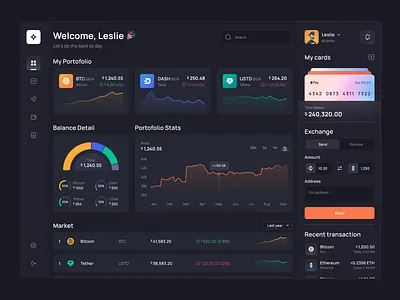 Crypto Exchange Dashboard (Dark) asset binance bitcoin blockchain coin crypto cryptocurrency cryptocurrency dashboard dashboard ethereum exchange modern solana trading ui ux