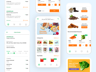 Grocery Store App app design card ui clean ui concept food delivery service fruit app fruit online groceries grocery grocery app grocery store app healthy food m commerce minimalist mobile app ui ui kit design ui ux design ux vegetable app