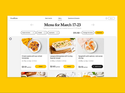 FoodPoint — recipe food kit delivery service. Menu. delivery design figma food restaurant ui ux web design