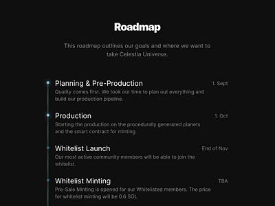 Roadmap crypro design nft roadmap webdesign