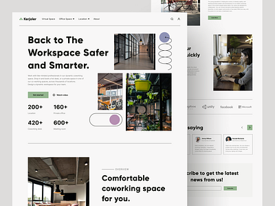 Kerjoler - Co-Working Space Landing Page cloud working space co working space design landingpage office space startup studio team ui ui ux uidesign uiux virtual office webdesign work working working space workingspace workoffice