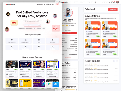MinuteWorker – A Microtask Marketplace UI Design earning website ui figma design figma ui design freelance page design freelance platform instant payment site design job marketplace ui design landing page design marketplace ui microtask marketplace minimal ui design passive income website design taskbased earning ui ux design userfriendly dashboard web design portfolio webpage ui design website design