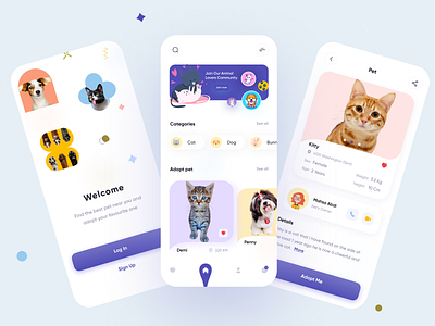 Pet Adoption app animal app design cat clean design dog pet pet care pet shop pet store pet ui pet web ui ui designer ui ux