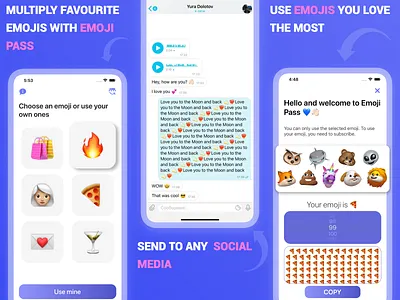 Emoji Pass app application emoji facebook instagram ios julialebedeva mobile mobileapp socialmedia telegram