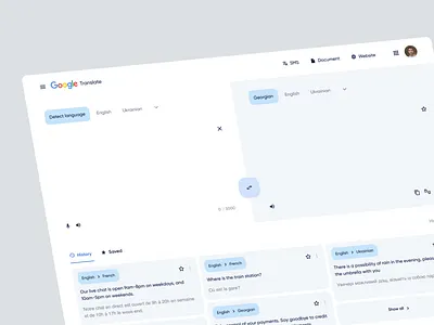 Google Translate Redesign after effects animation app choose clean clean ui design dropdown google history irakli lolashvili language learn material material you motion graphics saved speak translate ui