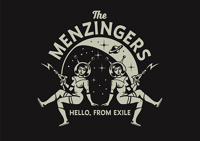 Menzingers Merch blackandwhite branding design graphic illustration outerspace space spacegirls vector