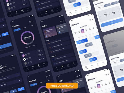 DEMO | Organize Pro – Finance, Calendar and ToDo App 2022 animation app design app ui apple calendar calendarapp design finance financeapp free freedownload freeuikit ios todo trend ui uiux