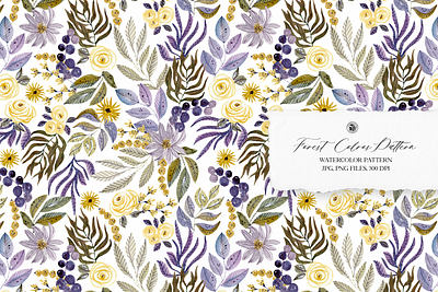 Forest Colors Pattern fabrics flowers seamless pattern watercolor
