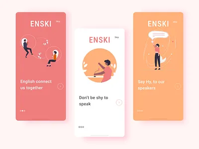 ENSKI-English Learning App branding clean color concept design designers illustration minimal mobile typography ui uiux ux