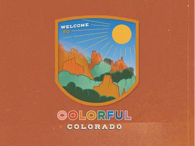 colorful colorado badge badge branding graphic design illustration logo outdoors texture typography vector