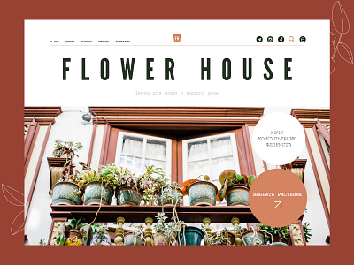 FLOWER HOUSE - design concept for plants' shop cactus design figma flower shop green landing page minimal plants pots terra cotta typography ui vector web design web design