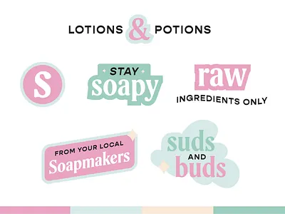 Badges & Stickers - Soapy Identity badges branding design graphic design identity illustration logo stickers typography vector