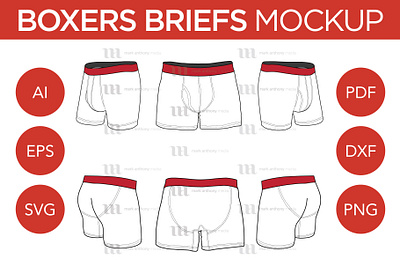 Boxer Briefs - Vector Template Mockup briefs